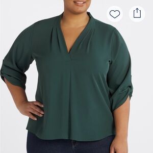 Calvin Klein V-neck Roll Sleeve Blouse- Sz 1X